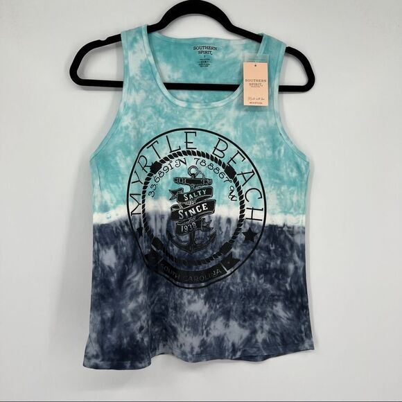 NWT Southern Spirit Myrtle Beach Multi Tie-Dye Scoopneck South Carolina Tank Top - Picture 1 of 7